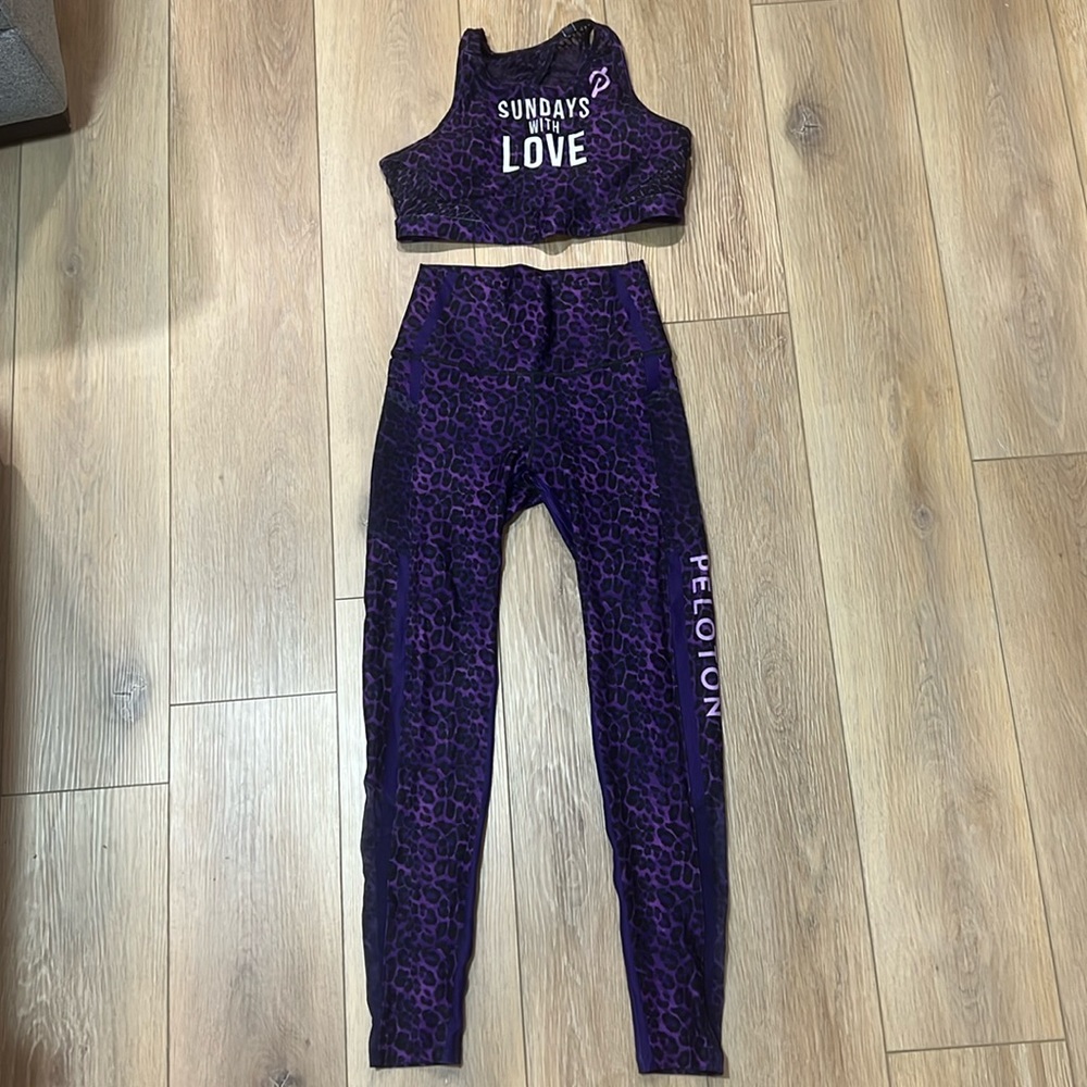 WITH Peloton Sundays with Love Leggings (S) and Sports Bra (M) set